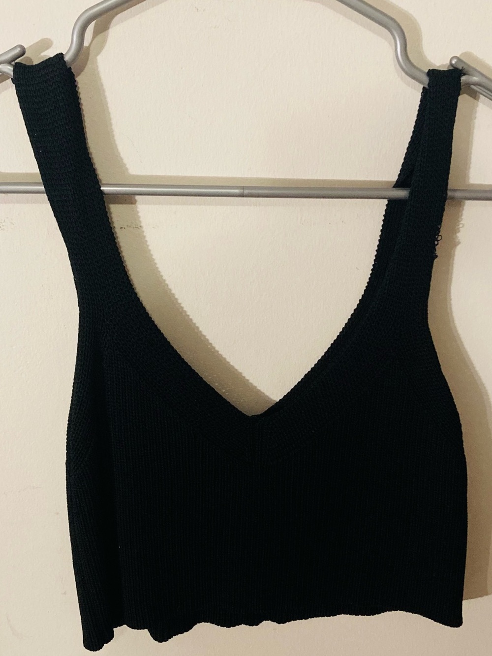 Wilfred Cable Knit Black Crop Top- size small